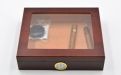 Humidor - Bordeauxrot, Glasdeckel, spanischer Zeder, für 30 Zigarren