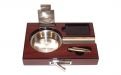 Humidor mit GeschenkSet - braun, lackierte, spanischer Zeder, für 10-20 Zigarre