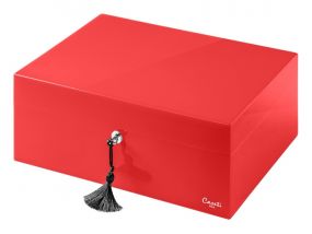 Caseti Paris Humidor, spanischer Zeder, für 80 Zigarren - Rot, Hochglanz lackiert