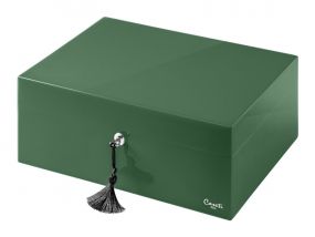 Caseti Paris Humidor, spanischer Zeder, für 80 Zigarren - Grün, Hochglanz lackiert