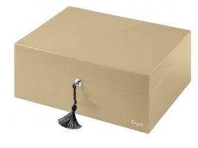 Caseti Paris Humidor, spanischer Zeder, für 80 Zigarren - Beige, Hochglanz lackiert