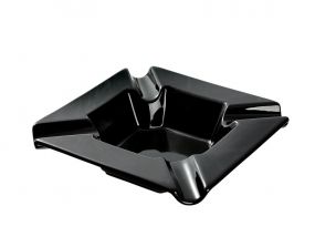 Zigarren-Aschenbecher für 4 Zigarren - Großformat, schwarze Keramik (22x22x5cm)