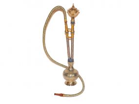 Exclusive Wasserpfeife aus Messing - 46 cm, Blau