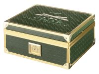 Humidor für 40 Zigarren, Zigarrenkistehalter aus spanischem Zedernholz, mit Befeuchter, Hygrometer - grün, mit goldfarbenem Metallrahmen, Angelo