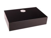 Humidor - schwarz, spanischer Zeder, für 15 Zigarren, zur Reise (26x17x6cm)