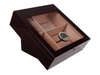 Humidor - Schwarz matt, Glasdeckel, spanischer Zeder, für 80 Zigarren